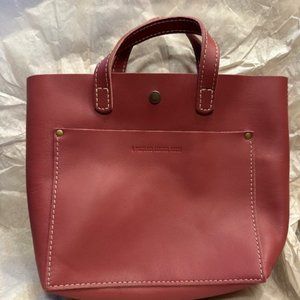 NEW Portland Leather Goods Guava Mini Crossbody Classic, Snap Closure, PLG Guava